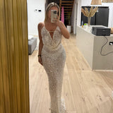 SYDNEY LANE (silver) Crystal Sequin top/skirt set