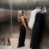 MISHA (black) Vanessa jersey halter maxi