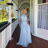 ARCINA ORI (blue) Santina halter neck maxi