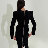 ALEX PERRY (black) Long sleeve V neck midi