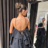 AJE (black) Pandorea halter frill maxi