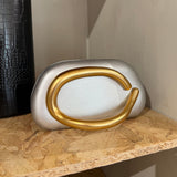ROMEE CLUTCH chrome faux leather with gold handle