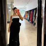 RACHEL GILBERT (black/white) Column bow gown