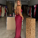 MANNING CARTEL (wine red) Saturation Point silk slip maxi