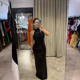 SONYA MODA (black sequin) halter maxi