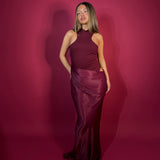 CAMILA COEHLO (wine red) Estrella high neck gown
