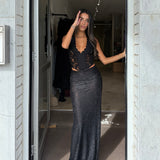 MIM AND BELL (black) Tiana Lace top and skirt set