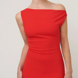 EFFIE KATS (red) Inaya slanted shoulder maxi