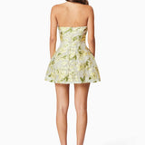 ELLIATT (green floral) Darner floral strapless mini