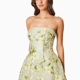 ELLIATT (green floral) Darner floral strapless mini