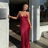 MANNING CARTEL (wine red) Saturation Point silk slip maxi