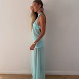 HNTR THE LABEL (blue) Sienna halter maxi