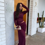 BENNI (wine/burgundy) Mable long sleeve midi