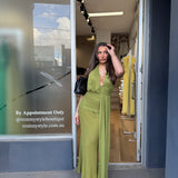 BEC AND BRIDGE (forest green) Cassis halter drape maxi
