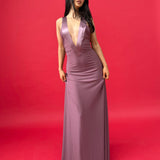 ANCE GRIA (mauve) Rosa deep plunge gown