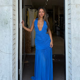 CHRISTOPHER ESBER (blue) Orion slinky halter gown