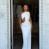 MISHA (white) Solstice one shoulder maxi