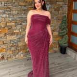 VILDANE KAMEROLLI (red) Angelina Draped Beaded Gown