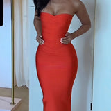 HOUSE OF CB (red) Sweetheart bandage midi