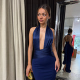 NOOKIE (navy blue) Chiara halter maxi