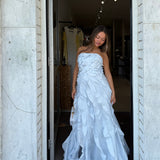 AJE (blue) Allairie strapless frill maxi