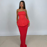 SHE IS OLLA (red) Marcelle strapless maxi