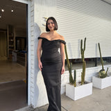 RACHEL GILBERT (black) Asha off the shoulder gown