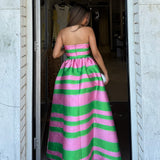PASDUCHAS (pink/green stripe) Pippa strapless midi