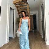 MANNING CARTELL (blue) Supreme Extreme Balconette feather strapless maxi