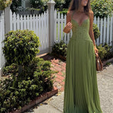 FENITY (green) Gaia pleated halter maxi