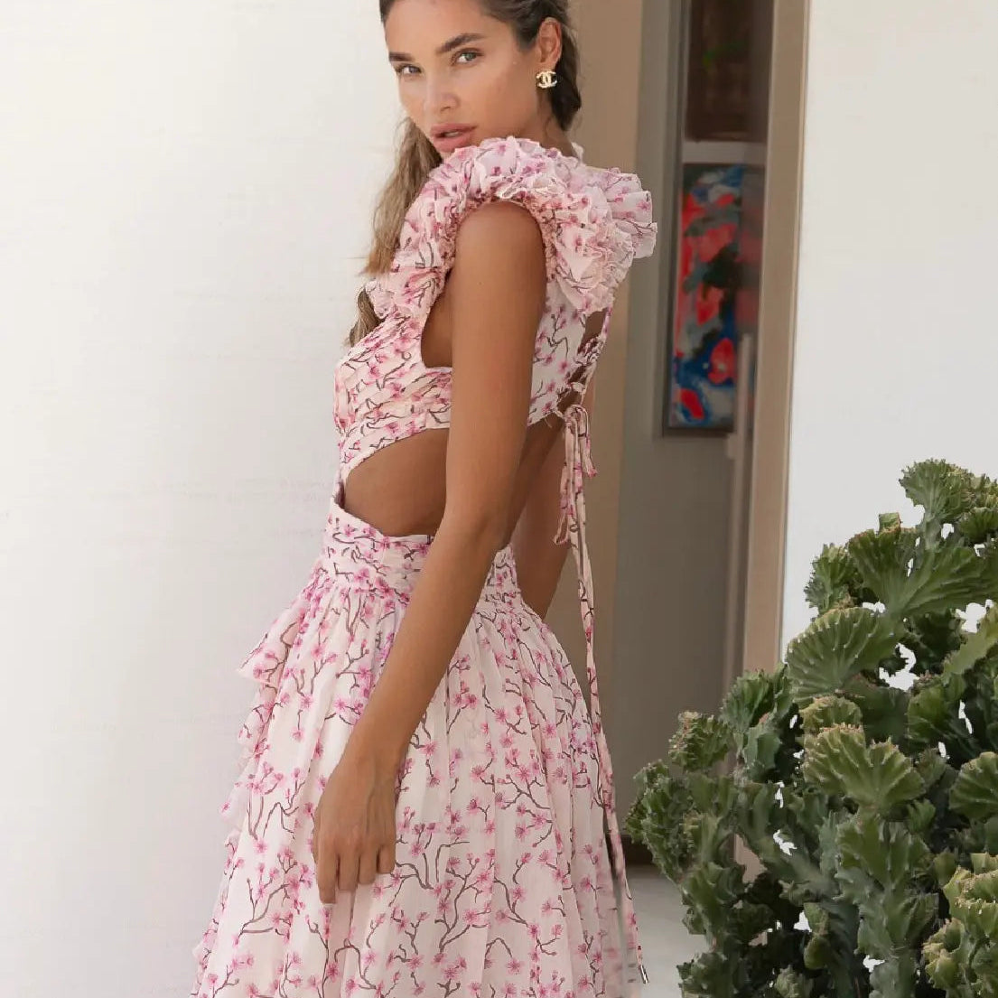 ANNE LOUISE BOUTIQUE (floral/pink) Cassini backless maxi
