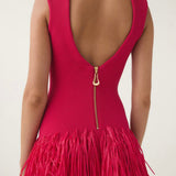 AJE (pink) Raffia Feather Knit Mini