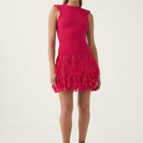 AJE (pink) Raffia Feather Knit Mini