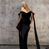EFFIE KATS (black) Ginger velvet off shoulder gown