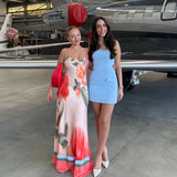 WITH HARPER LU (orange) Peach floral low back maxi