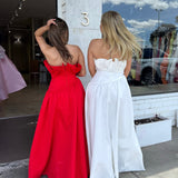 ELLIATT (white) Laurel strapless frill gown