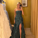 AJE (green) Allairie strapless frill maxi