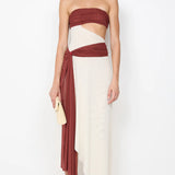 BEC AND BRIDGE (beige/red) Ayla strapless midi