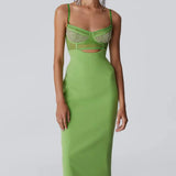 RACHEL GILBERT (green) Hartley diamonte gown