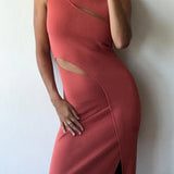 SIR THE LABEL (burnt orange) Nadja cut out bandage midi