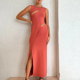 SIR THE LABEL (burnt orange) Nadja cut out bandage midi
