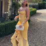 HOUSE OF CB (yellow) Gabbi ruffled maxi