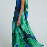 LIDEE (blue/green) Opera Capri halter neck gown