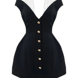 TOKYO FOXTROT (black/white) Kennedy off shoulder mini