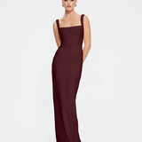 EFFIE KATS (wine) Marbella square neck gown