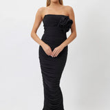 BIANCA AND BRIDGETT (black) Tara strapless rose midi