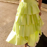 AJE (lime green) Medina Tiered midi SKIRT ONLY