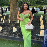RACHEL GILBERT (green) Ren strapless rose gown