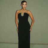 RACHEL GILBERT (black) Atticus diamonte strapless maxi