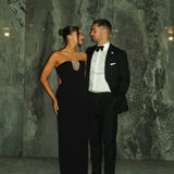 RACHEL GILBERT (black) Atticus diamonte strapless maxi